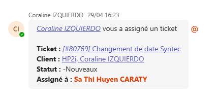 Champ "Assigné à"