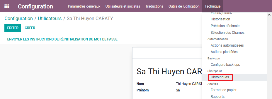 Historique SharePoint